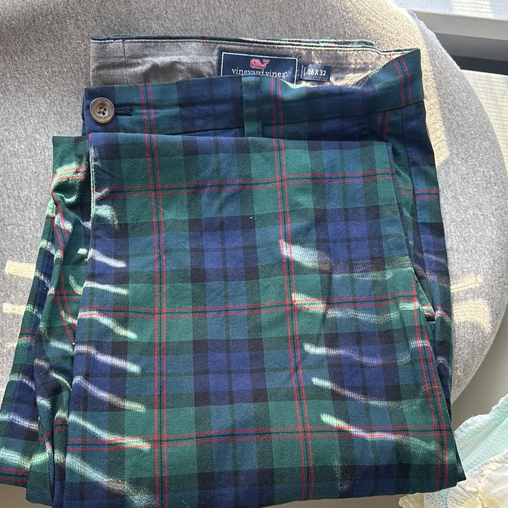 Vineyard Vines Blue and Green Plaid Pants